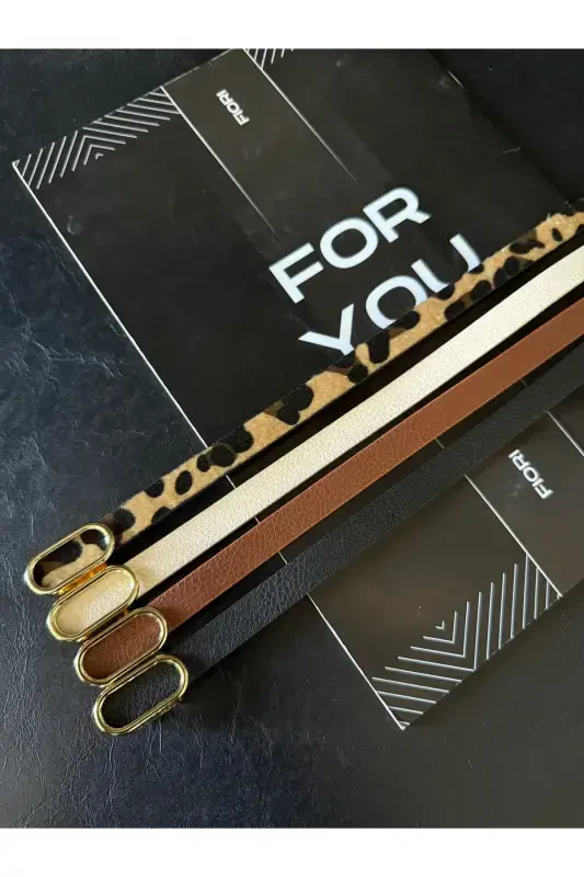 4'lü Fırsat Ürünü Ithal Oval Gold Tokalı Ince Kemer, Pantolon Kemeri, Gömlek Kemeri, Ceket Kemeri-Siyah - 2