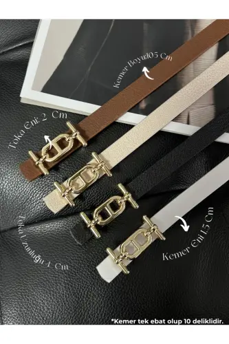 4'lü Gold Tokalı İnce Kemer, Pantolon Kemeri, Gömlek Kemeri, Ceket Kemeri - Karışık4 