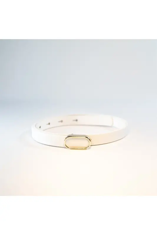 4'lü Ithal Oval Gold Tokalı Ince Kemer, Pantolon Kemeri, Gömlek Kemeri, Ceket Kemeri - SİYAH TABA BEJ BEYAZ - 5