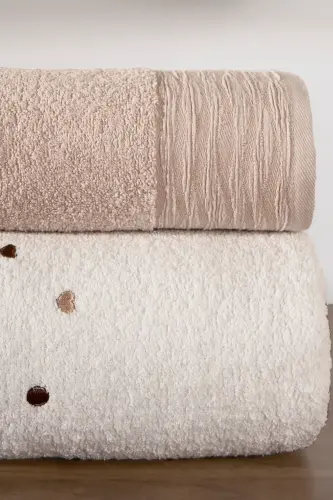 4'lü Kalpli Ponponlu Banyo Ve Saç Havlusu Seti - Hamam Takımı | Yumuşak, Hızlı Kuruyan Ve Dayanıklı - 4