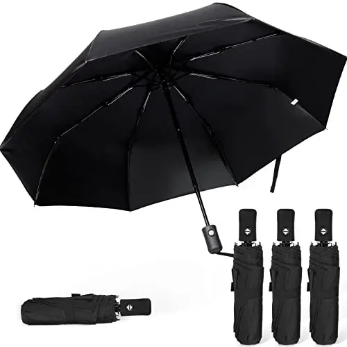 Kajaia 4 Pack Umbrellas Compact Windproof, Automatic Open and Close Folding Rain Umbrella Collapsible for Men Women Travel 