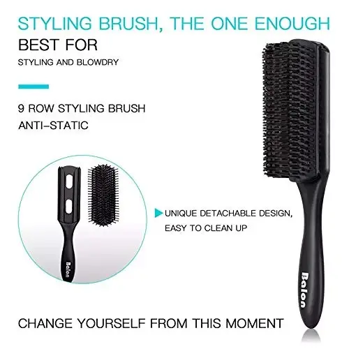 4Pcs Paddle Hair Brush, Detangling Brush and Hair Comb Set for Men and Women, Great On Wet or Dry Hair, No More Tangle Hairbrush for Long Thick Thin Curly Natural Hair - 3
