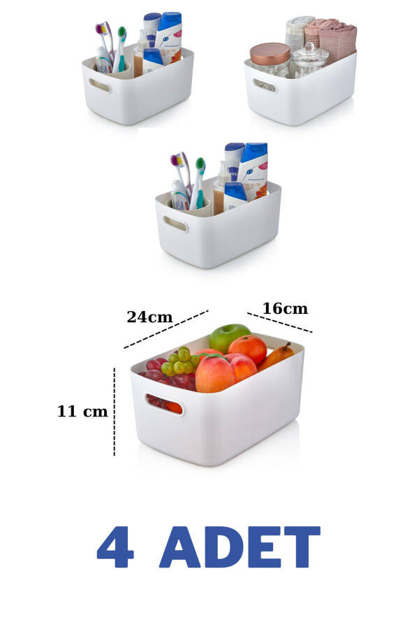 4'lü Mocha 3.5 Lt Basic Dolap Içi, Buzdolabı Düzenleyici, Banyo Organizer Sepet - 10