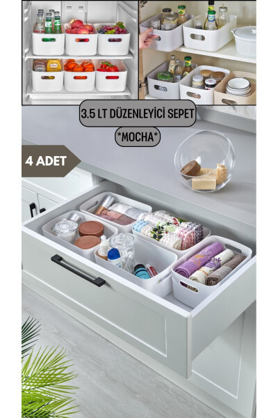 4'lü Mocha 3.5 Lt Basic Dolap Içi, Buzdolabı Düzenleyici, Banyo Organizer Sepet - 8