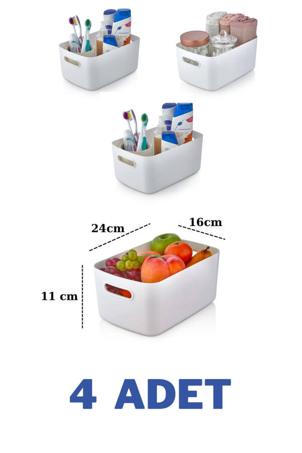 4'lü Mocha 3.5 Lt Basic Dolap Içi, Buzdolabı Düzenleyici, Banyo Organizer Sepet - 2