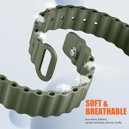 4 Pack Ocean Bands Compatible with Apple Watch Ultra Band 49mm 45mm 44mm 42mm Men Women, Soft Silicone Straps Sport Rugged Smartwatch Replacement for IWatch Ultra Ultra 2 Series 9 8 7 6 5 4 3 2 SE - 3