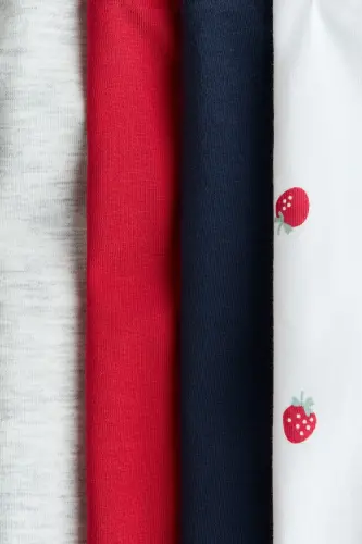 4'lü Pamuklu Jarse Tayt-Lacivert/Kırmızı - H&M (1)