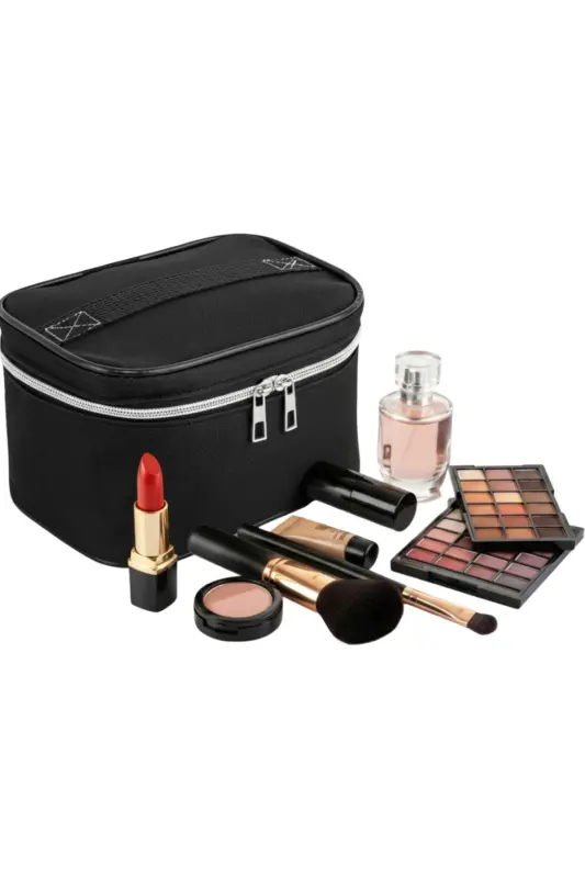 4’lü Set Makyaj ve Kozmetik Seyahat Çantası - Su Geçirmez Düzenleyici Valiz İçi Organizer-İMP SİYAH - 4