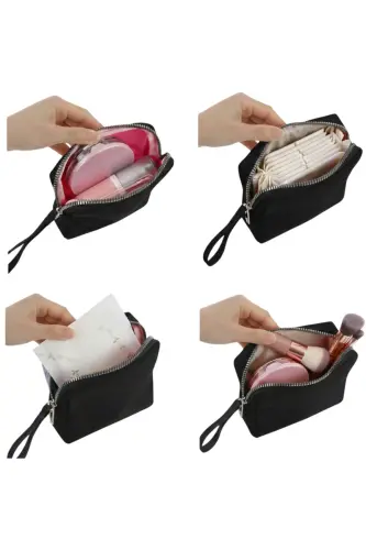 4’lü Set Makyaj ve Kozmetik Seyahat Çantası - Su Geçirmez Düzenleyici Valiz İçi Organizer-İMP SİYAH - 8