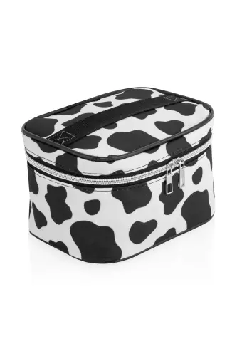 4’lü Set Makyaj ve Kozmetik Seyahat Çantası - Su Geçirmez Düzenleyici Valiz İçi Organizer-İnek Desenli - 4