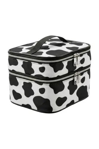 4’lü Set Makyaj ve Kozmetik Seyahat Çantası - Su Geçirmez Düzenleyici Valiz İçi Organizer-İnek Desenli - NS RELIABLE (1)