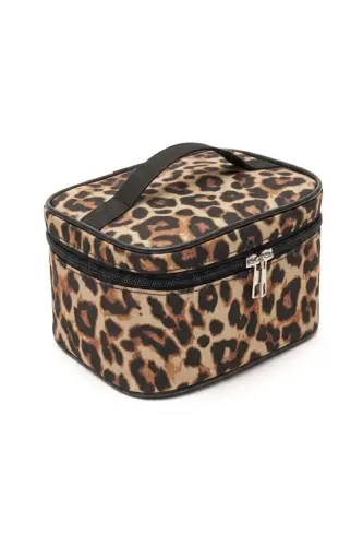 4’lü Set Makyaj ve Kozmetik Seyahat Çantası - Su Geçirmez Düzenleyici Valiz İçi Organizer-Leopar Sarı - 4