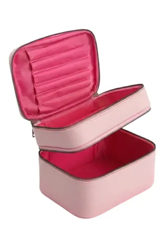 4’lü Set Makyaj ve Kozmetik Seyahat Çantası - Su Geçirmez Düzenleyici Valiz İçi Organizer-Pudra Pembe - NS RELIABLE (1)