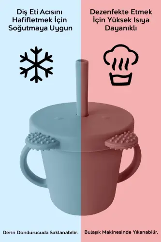 4'lü Silikon Beslenme Seti - Mama Önlüğü - Vakumlu Mama Kasesi - Pipetli Bardak - Kaşık - Yeşil - 7