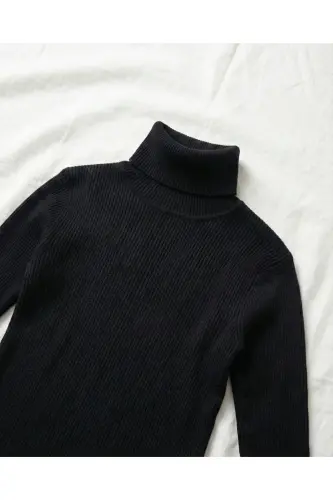 4lü Siyah Beyaz Bej Gri Boğazlı Kazak Mevsimlik Kurtarıcı Parça Pamuklu Balıkçı Yaka Slimfit-Siyah - 6