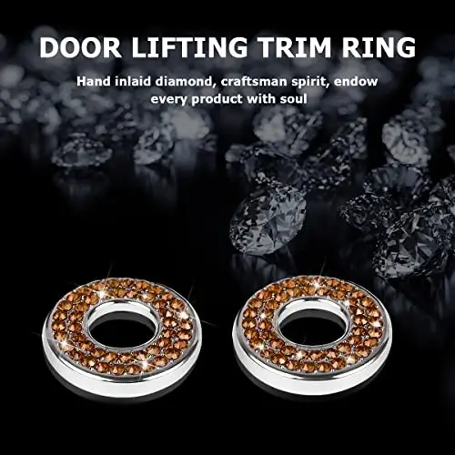 4PCS Bling Inner Car Door Lock Cover Stickers, Rhinestones Pull Rod Bolt Decorations, Crystal Auto Decals for Women Girls, Sparkly Car Door Lock Pin Caps for C Class C200L GLC260 C260L - 3