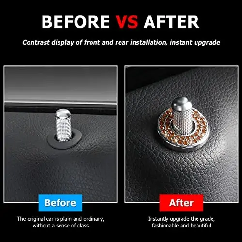 4PCS Bling Inner Car Door Lock Cover Stickers, Rhinestones Pull Rod Bolt Decorations, Crystal Auto Decals for Women Girls, Sparkly Car Door Lock Pin Caps for C Class C200L GLC260 C260L - 4