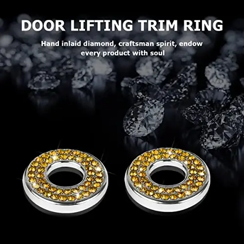 4PCS Bling Inner Car Door Lock Cover Stickers, Rhinestones Pull Rod Bolt Decorations, Crystal Auto Decals for Women Girls, Sparkly Car Door Lock Pin Caps for C Class C200L GLC260 C260L - 3