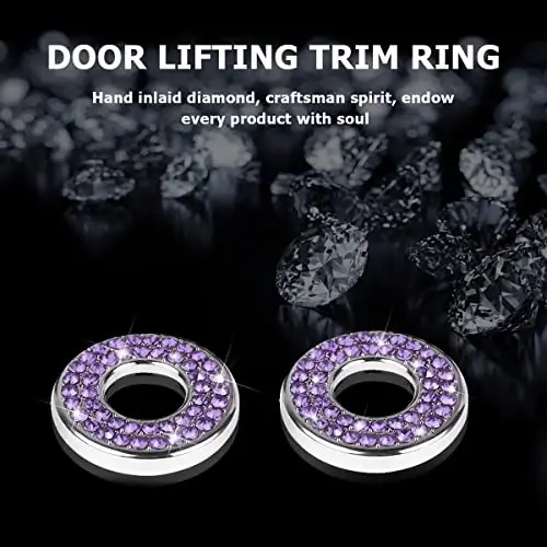 4PCS Bling Inner Car Door Lock Cover Stickers, Rhinestones Pull Rod Bolt Decorations, Crystal Auto Decals for Women Girls, Sparkly Car Door Lock Pin Caps for C Class C200L GLC260 C260L - 3