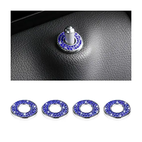 4PCS Bling Inner Car Door Lock Cover Stickers, Rhinestones Pull Rod Bolt Decorations, Crystal Auto Decals for Women Girls, Sparkly Car Door Lock Pin Caps for C Class C200L GLC260 C260L - MOLY MAGNOLIA
