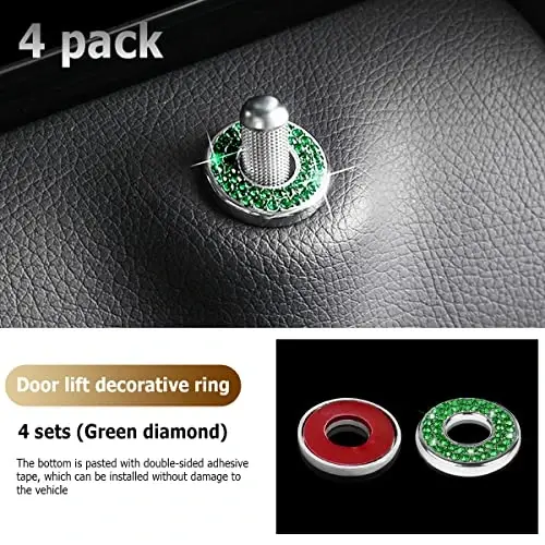 4PCS Bling Inner Car Door Lock Cover Stickers, Rhinestones Pull Rod Bolt Decorations, Crystal Auto Decals for Women Girls, Sparkly Car Door Lock Pin Caps for C Class C200L GLC260 C260L - 6