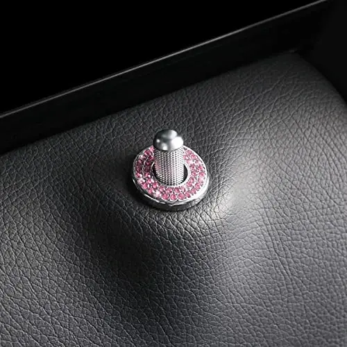 4PCS Bling Inner Car Door Lock Cover Stickers, Rhinestones Pull Rod Bolt Decorations, Crystal Auto Decals for Women Girls, Sparkly Car Door Lock Pin Caps for C Class C200L GLC260 C260L - 3