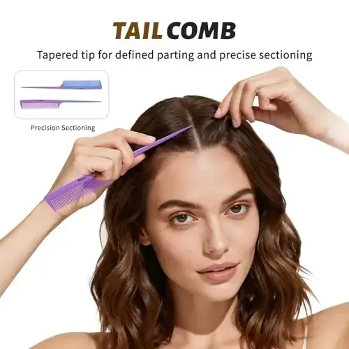 4Pcs Detangling Hair Brush Set for Women - Paddle Brush for Wet or Dry, No More Tangles for Straight, Long, Thick, Curly, and Natural Hair (Purple) - 5