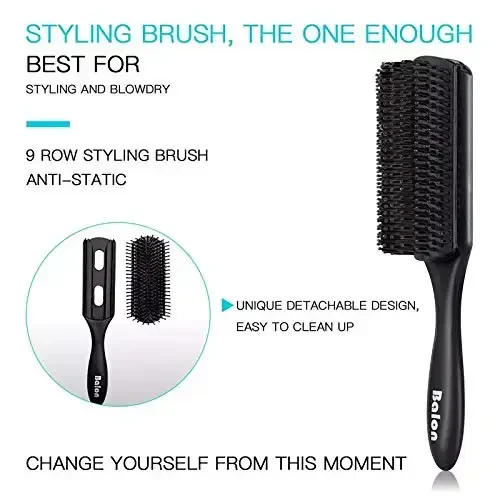 4Pcs Paddle Hair Brush, Detangling Brush and Hair Comb Set for Men and Women, Great On Wet or Dry Hair, No More Tangle Hairbrush for Long Thick Thin Curly Natural Hair - 3