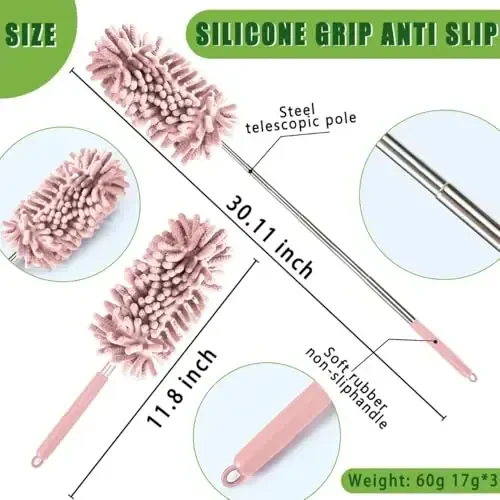 4Pcs Reusable Microfiber dusters Refills Microfiber Duster for Cleaning extendable Pole Duster Washable Damp Duster Bendable Dry Dusters with Extension Handle Pole Supplies - 2
