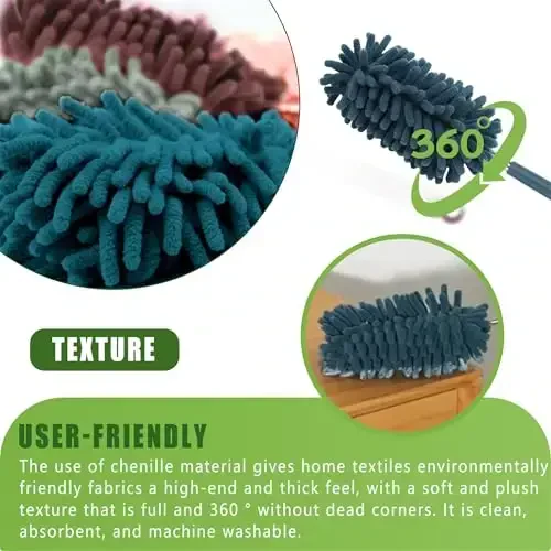 4Pcs Reusable Microfiber dusters Refills Microfiber Duster for Cleaning extendable Pole Duster Washable Damp Duster Bendable Dry Dusters with Extension Handle Pole Supplies - 3