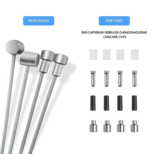 4PCS Universal Bike Brake Cable, Replaceable Brake Inner Wire Cable, Include Free Cable Cap End Crimps O-Rings Accessories, Professional Bicycle Brake Line For Mountain Bikes MTB or Road Bikes, 2M Long - 4