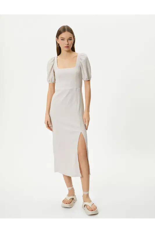 4sal80002ık 057 Beige Young Girl Jersey Dress-Ecru - 3