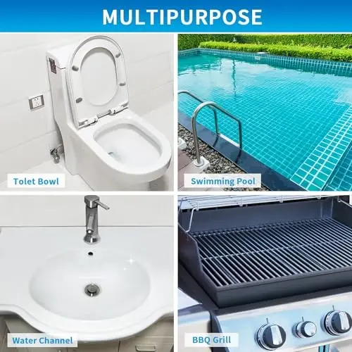 4TH Pumice Stone for Toilet Bowl Cleaning,Scouring Stick with Handle,Powerfully Away Limescale Stain,Hard Water Ring, Calcium Buildup,Iron,Rust.Remover for Tile Bath-tub - 2 Pack - 5