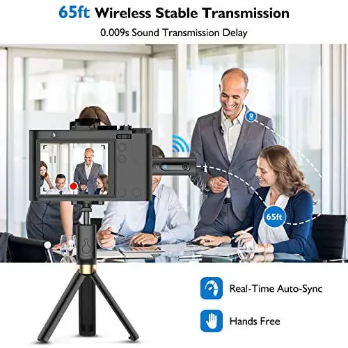 4 in 1 Professional Wireless Lavalier Microphone - 2 Pack Mini Microphone for iPhone Android Camera, Noise Reduction Lapel Mic Ultra Low Delay for Video Recording, YouTube, Interview, Tiktok and Vlog - 13