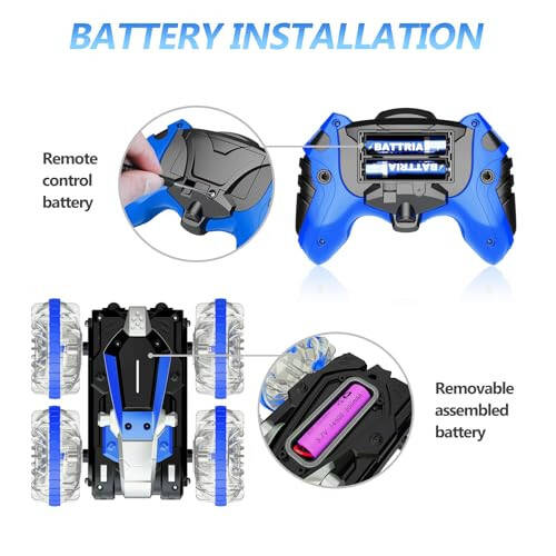 5-12 Yaş Erkek Çocuklar İçin Amfibi RC Araba, Çocuklar İçin 2.4 GHz Uzaktan Kumandalı Tekne, Su Geçirmez RC Canavar Kamyon, Dublör Araba, 4WD Uzaktan Kumandalı Araç, Erkek Kız Hediyeler, Her Arazide Su, Plaj, Havuz Oyuncağı - 11