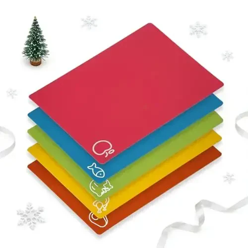 5 Pieces Flexible Cutting Boards, BPA Free Plastic Cutting Boards for Kitchen, Non Slip Cutting Mat for Meat and Vegetables, Thanksgiving - 6
