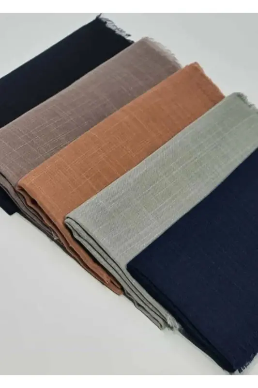 5 ADET FLAMLI PAMUKLU ÇEYİZLİK HAC UMRE HEDİYELİK EŞARP-vizonsiyahlacivert - 1