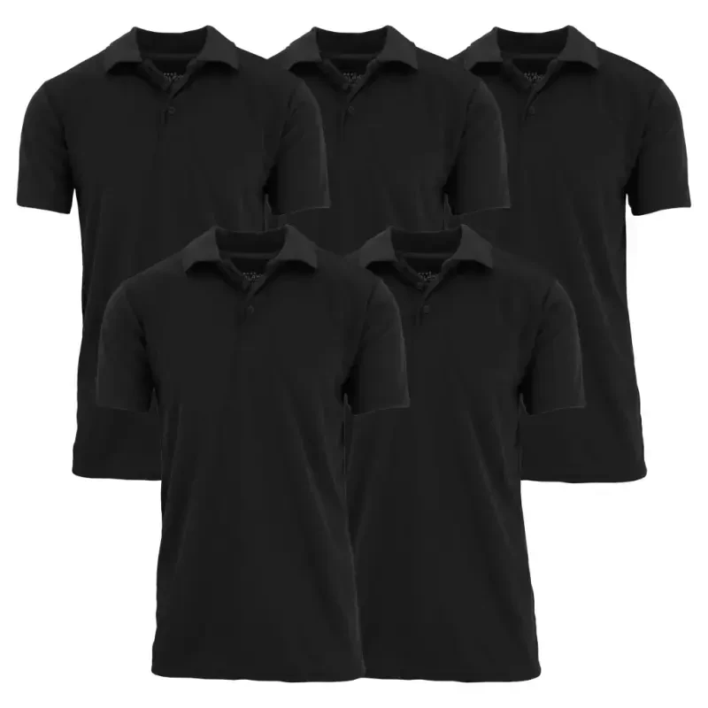 5 dona erkaklar uchun Dry Fit namlikni chiqaruvchi polo ko'ylak (S-3XL) - 1