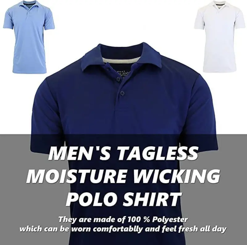 5 dona erkaklar uchun Dry Fit namlikni chiqaruvchi polo ko'ylak (S-3XL) - 1