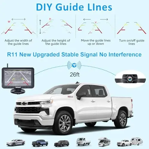 5 dyuymli simsiz zaxira kamerasi yuk mashinalari uchun: Kuchli signal HD 1080P orqa ko'rinish kamerasi o'rnatish oson - R11 - 4