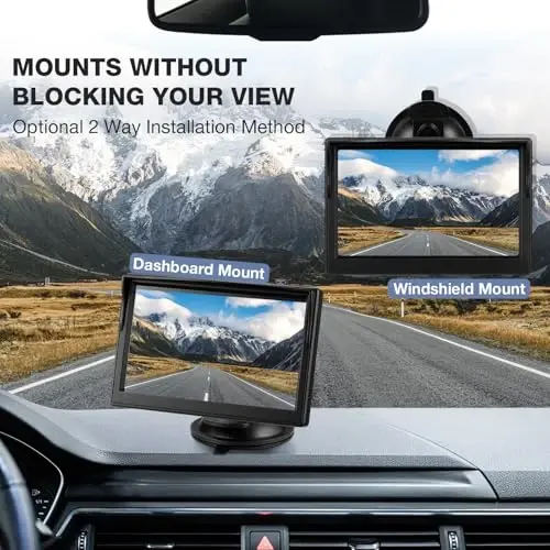 5’’ Inch TFT LCD Car Color Rear View Monitor Screen for Parking Rear View Backup Camera with 2 Optional Bracket,Monitor only (5 inch) - 3