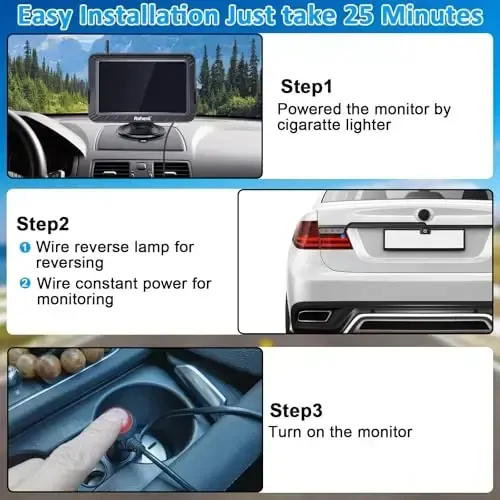 5-Inch Wireless Backup Camera for Trucks: Strong Signal HD 1080P Rear View Camera Easy to Install - R11 - 2