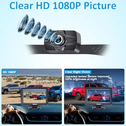 5-Inch Wireless Backup Camera for Trucks: Strong Signal HD 1080P Rear View Camera Easy to Install - R11 - 5