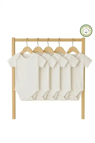 5 li Beyaz Kısa Kol Body (Nurbon) - Beyaz-1-1 - 1