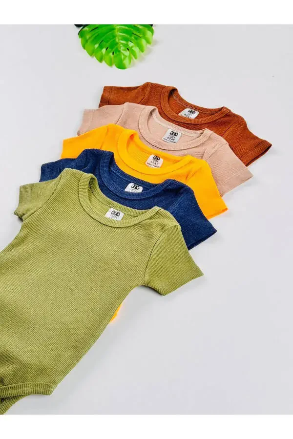 5-ли Эластик Бюстгальтерли Қисқа Енгли Боди - 7