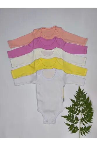5 Li Kız Bebek Uzun Kollu Bebek Çıtçıtlı Body Zıbın Atlet - Beyazrenkli - 1