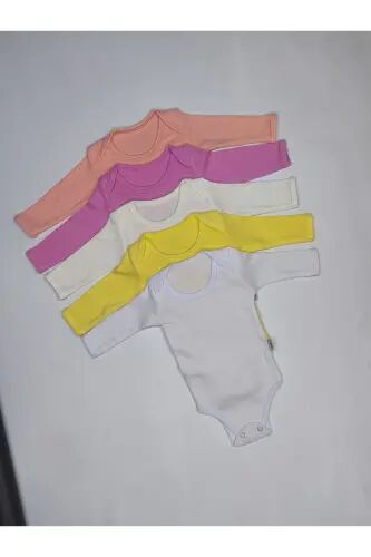 5 Li Kız Bebek Uzun Kollu Bebek Çıtçıtlı Body Zıbın Atlet - Beyazrenkli - RANY BABY KIDS (1)