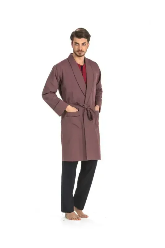 5 Li Uzun & Short Pijama Robdöşambır Bordo Damat Çeyiz Seti 5560-Bordo - PIERRE CARDIN