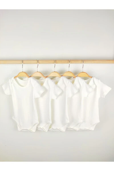 5 lik Qisqa Yengli 0-5 Yosh %100 Paxta Bolalar Bodysi - 1