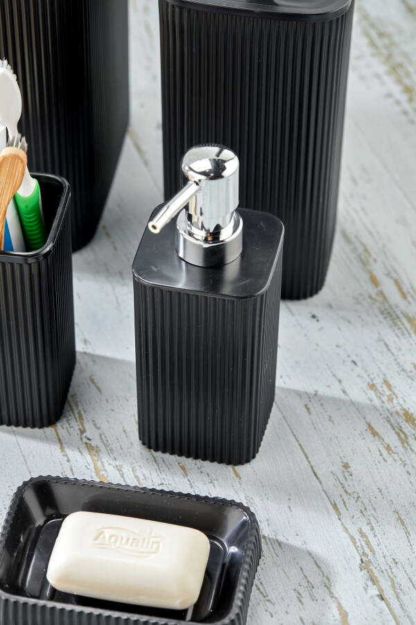 5-линияли Парча Квадрат Ванная Хожат Комплекти - Чиқинди челаги, ҳожатхона щеткаси, суюқ-қаттиқ совунлик, тиш щеткаси - 4